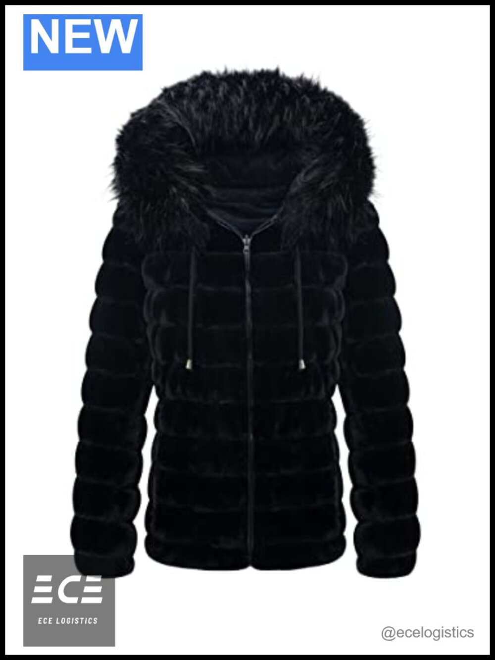 Reversible Faux Fur Quilted Puffer Winter Jacket Hood